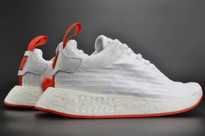 Adidas NMD_R2 Primeknit Men's Shoe White/Core Red BA7253