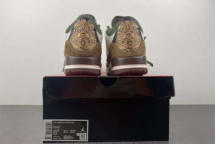 Air Jordan 3 Retro SE White Dark Brown Green 398614-500