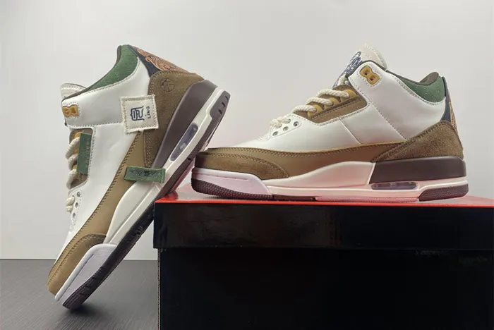 Air Jordan 3 Retro SE White Dark Brown Green 398614-500